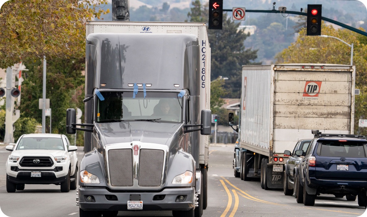 Truck in urban traffic